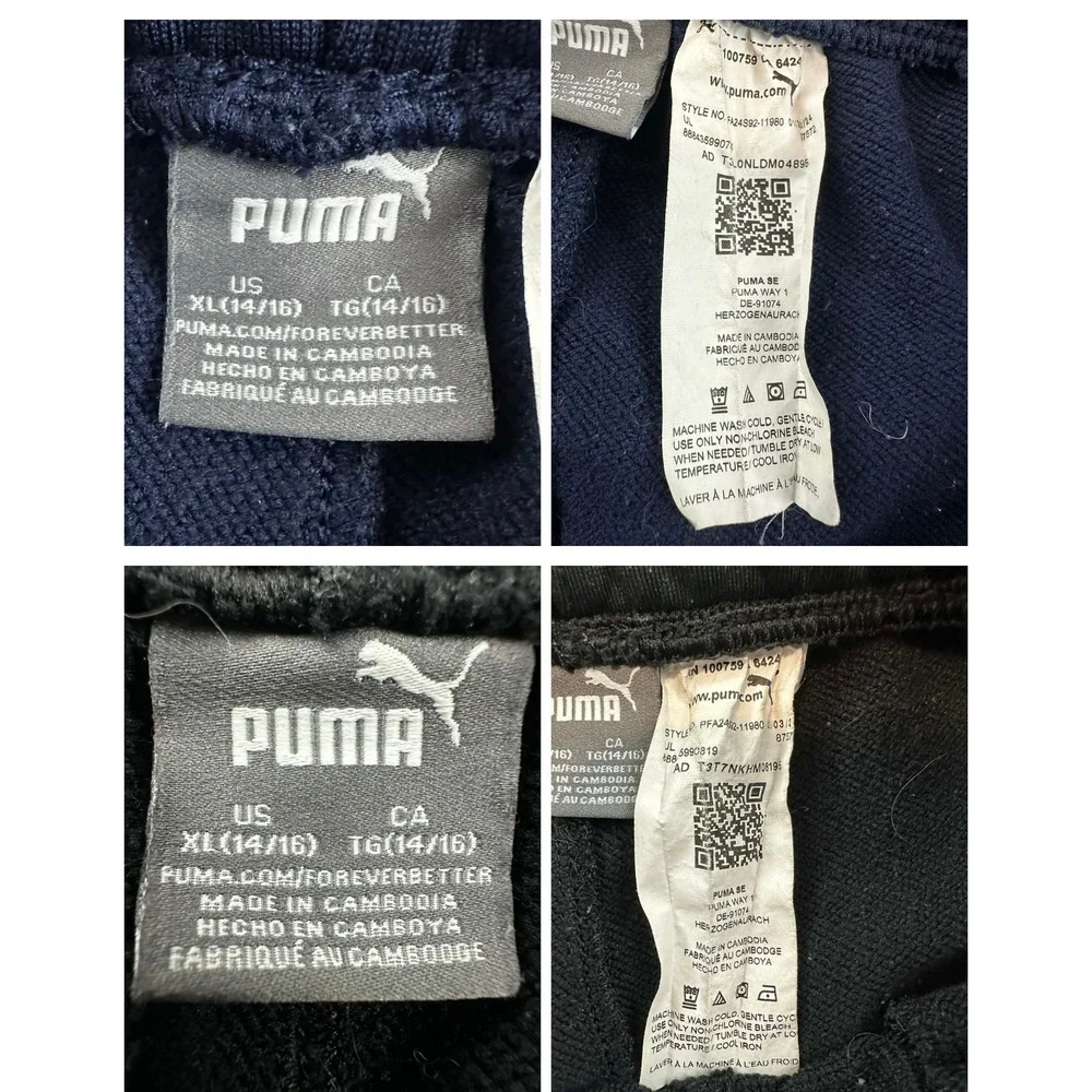 Puma Jogger Sweatpants Kids‎ XL 14-16 Black Athletic Fleece Pants